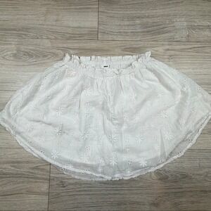 Aerie White Eyelet Embroidered Ruffle Waist Mini Skirt Size S